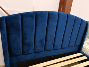 Bed Frame FD2208: Exudes a luxurious deep-sea blue velvet feel.