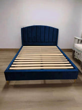 Bed Frame FD2208: Exudes a luxurious deep-sea blue velvet feel.