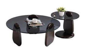 #8004 Glass Coffee Table Set | Round Coffee Table + Side Table