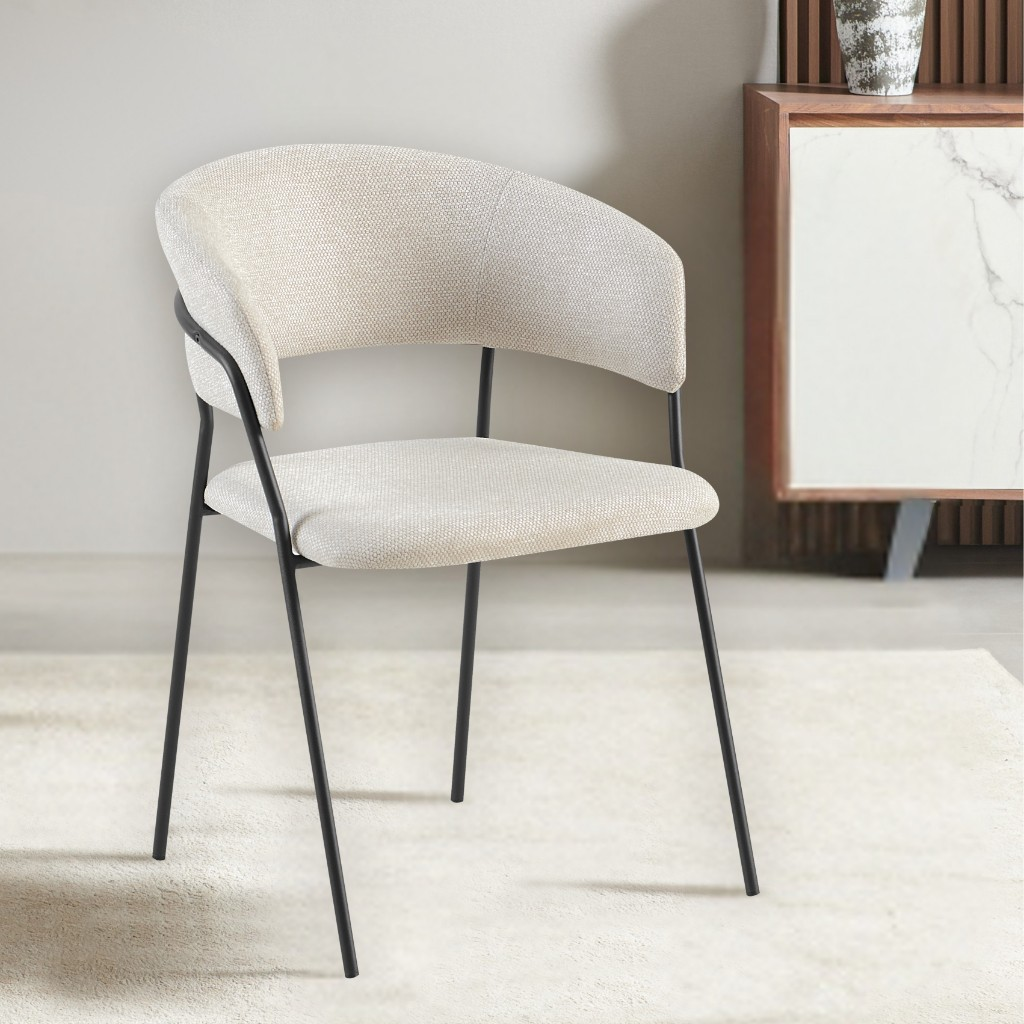 Beige Curved Dining Chair - DC03