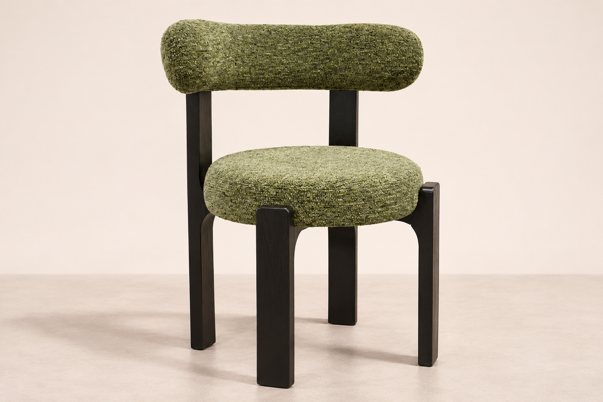 #Y9902 Dining Chair – Green & Beige Fabric