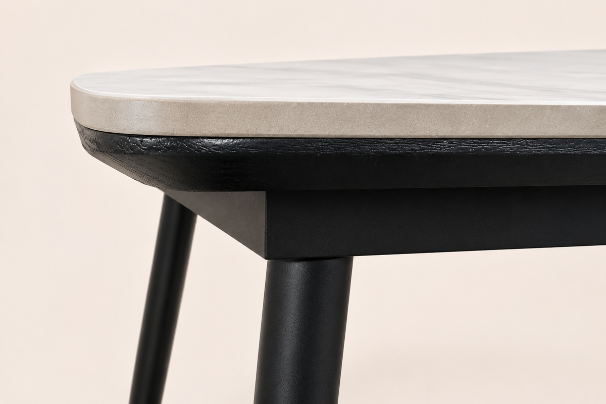 C-001 Glossy Snow Mountain White Sintered Stone Dining Table