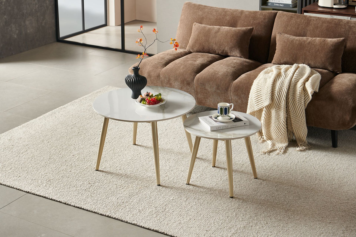 CL-CT27 Light Luxury Sintered Stone Nesting Round Coffee Table