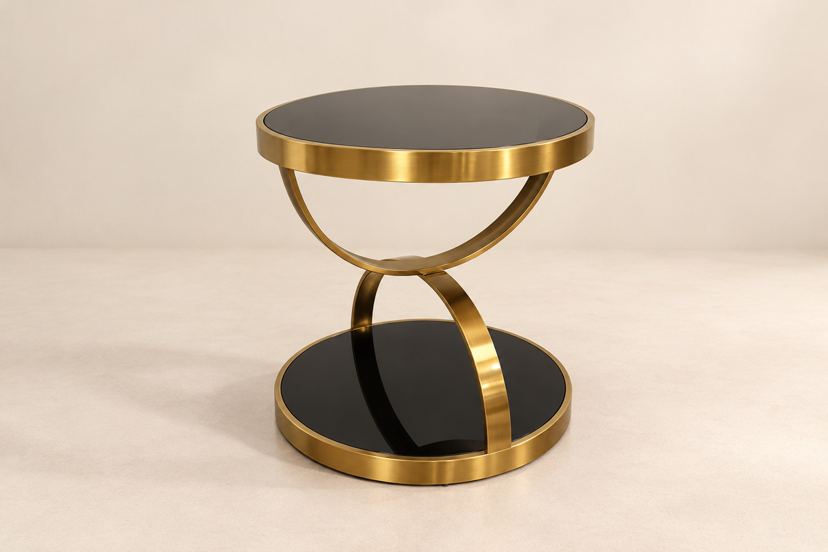 Model 842 Black Tempered Glass Side Table