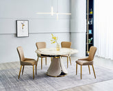 FS-D607 Round Marble Dining Table Set with Turntable for Household use
