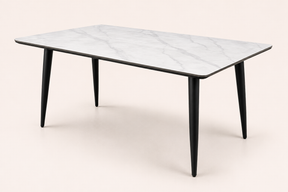C-001 Glossy Snow Mountain White Sintered Stone Dining Table
