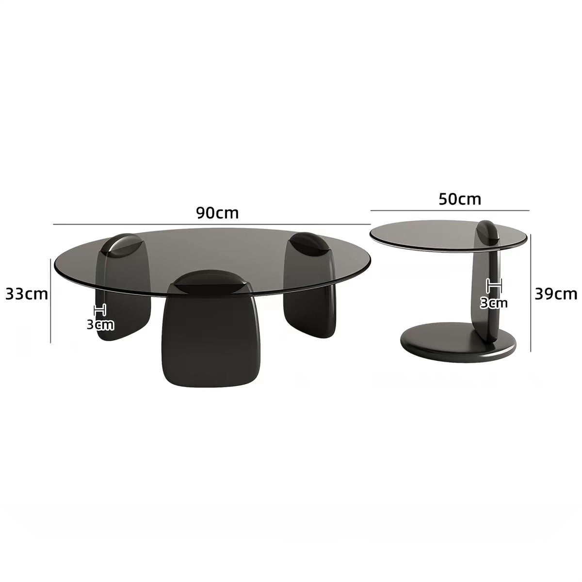 #8004 Glass Coffee Table Set | Round Coffee Table + Side Table