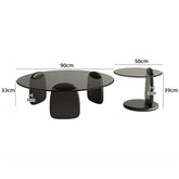 #8004 Glass Coffee Table Set | Round Coffee Table + Side Table