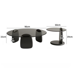 #8004 Glass Coffee Table Set | Round Coffee Table + Side Table