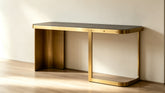 CS8088 Gold Frame Smoked Glass Console Table