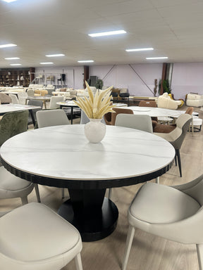 DT993 1.3m Wavy Edge Round Sintered Stone Dining Table