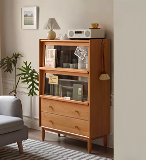 Cherry wood glass flip-door wide side cabinet  YS-051207