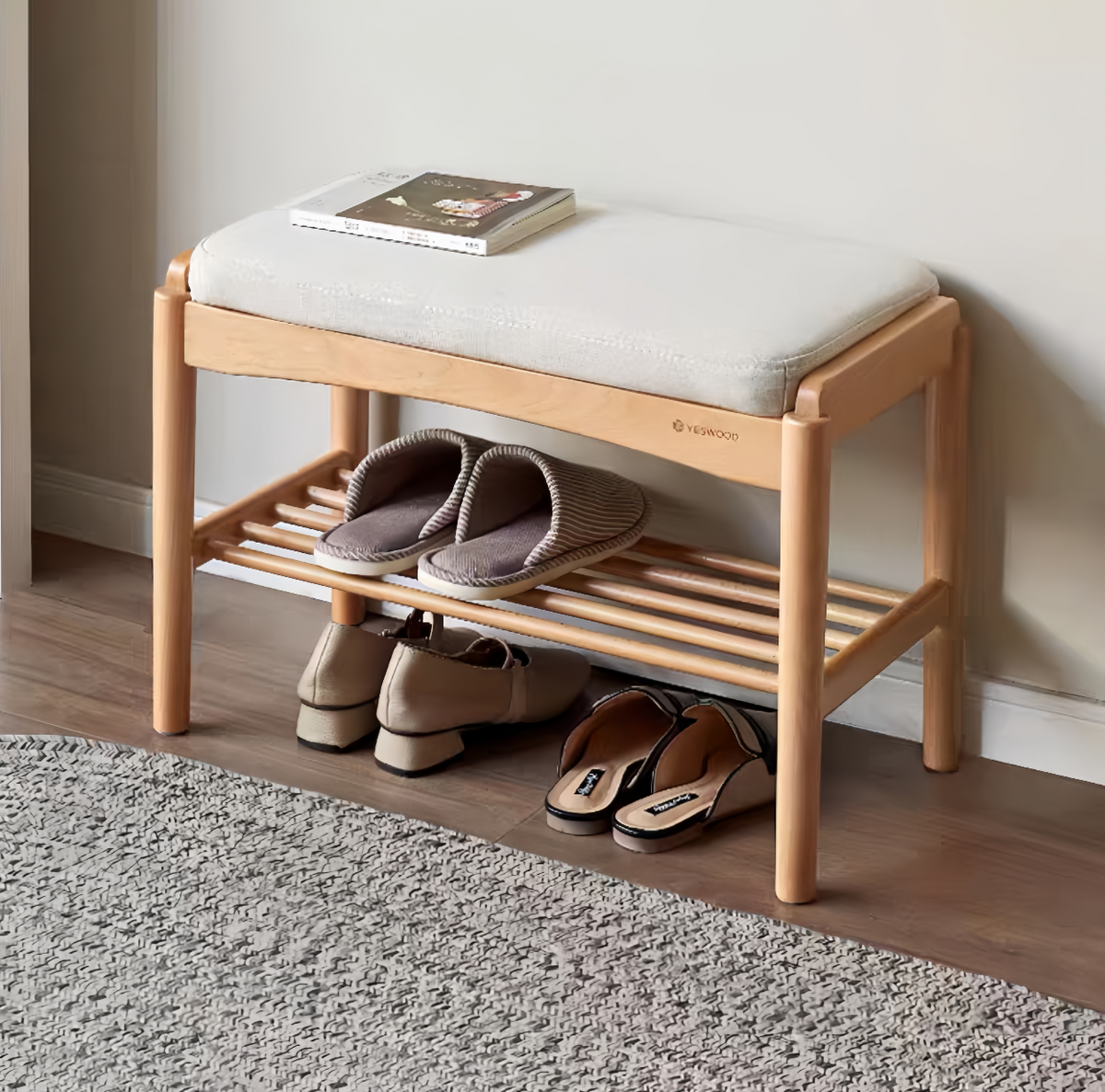 solid wood upholstered shoe bench YS-051906