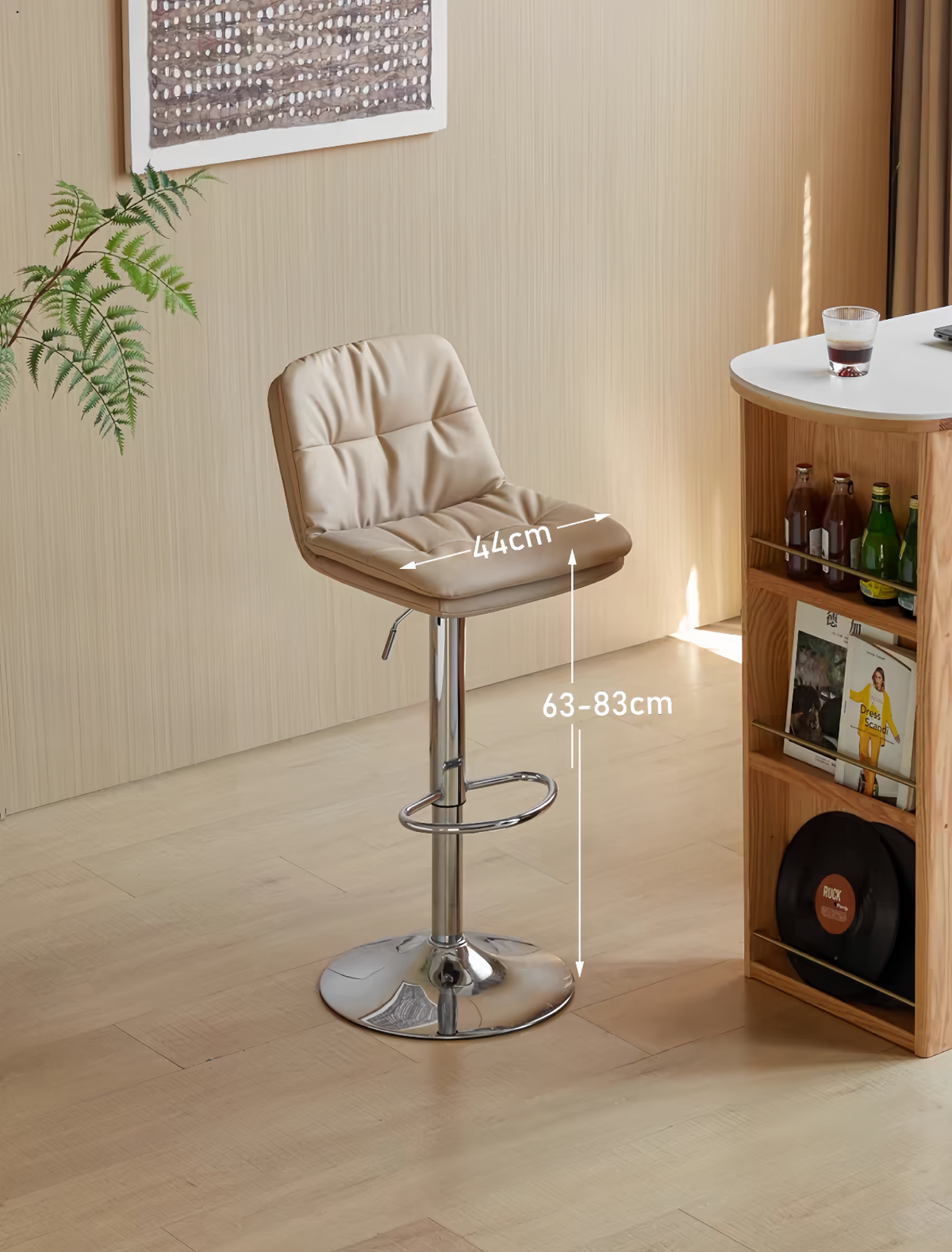 Organic leather cream-colored lifting swivel chair YS-051901