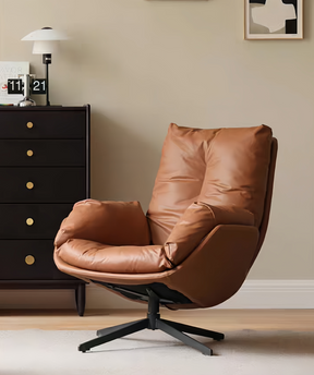 Swivel organic leather sofa chair + footstool YS-052213