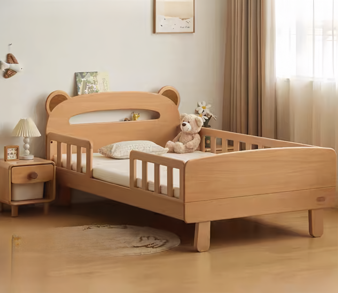 solid wood kid's bed with guardrails YS-052904