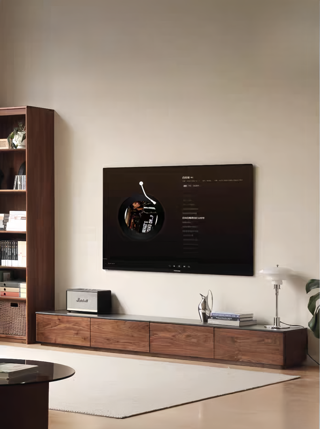 Black Walnut and Sintered Stone TV Stand YS-052908