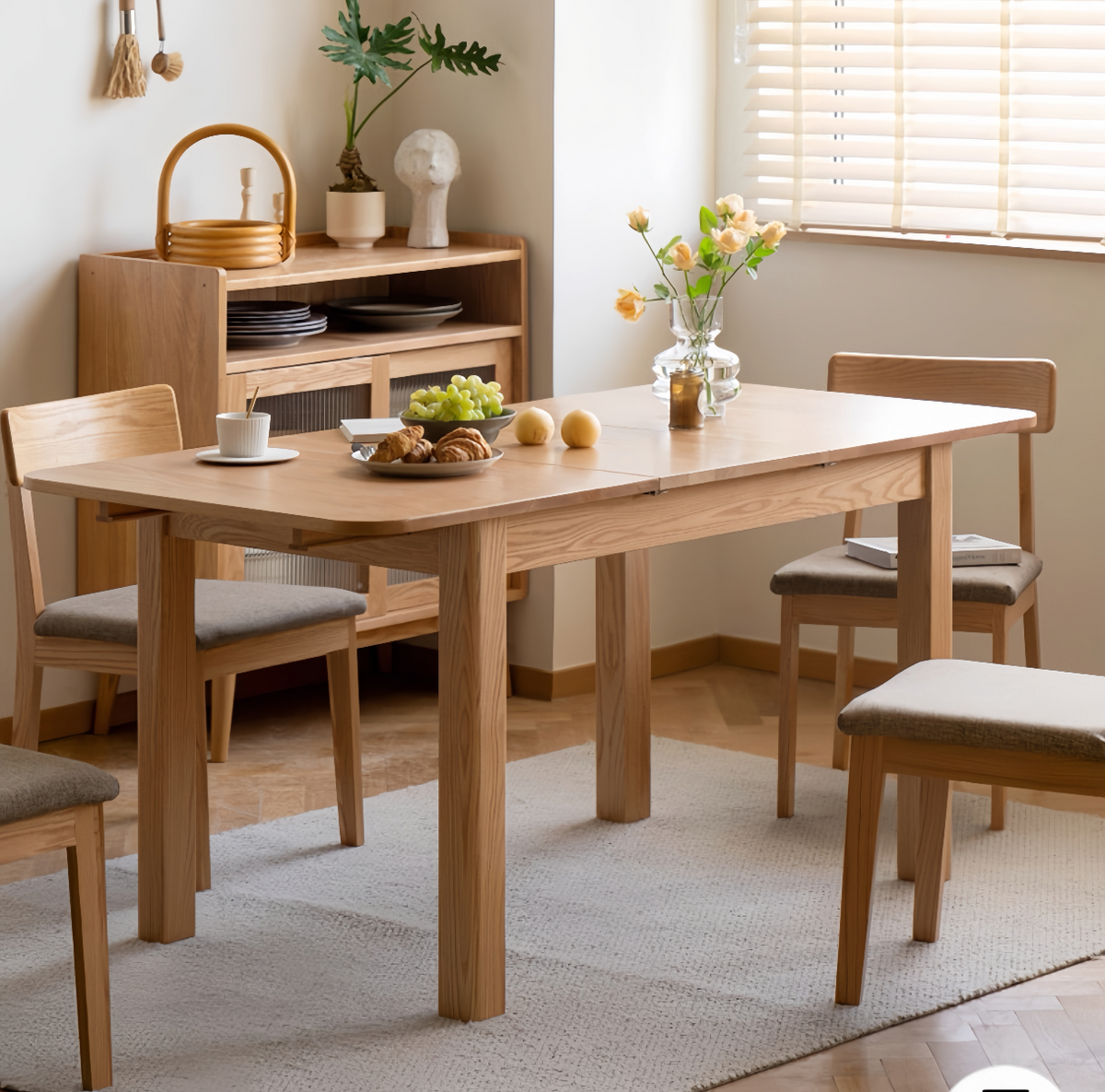 Solid wood extendable dining table FS-YS061164
