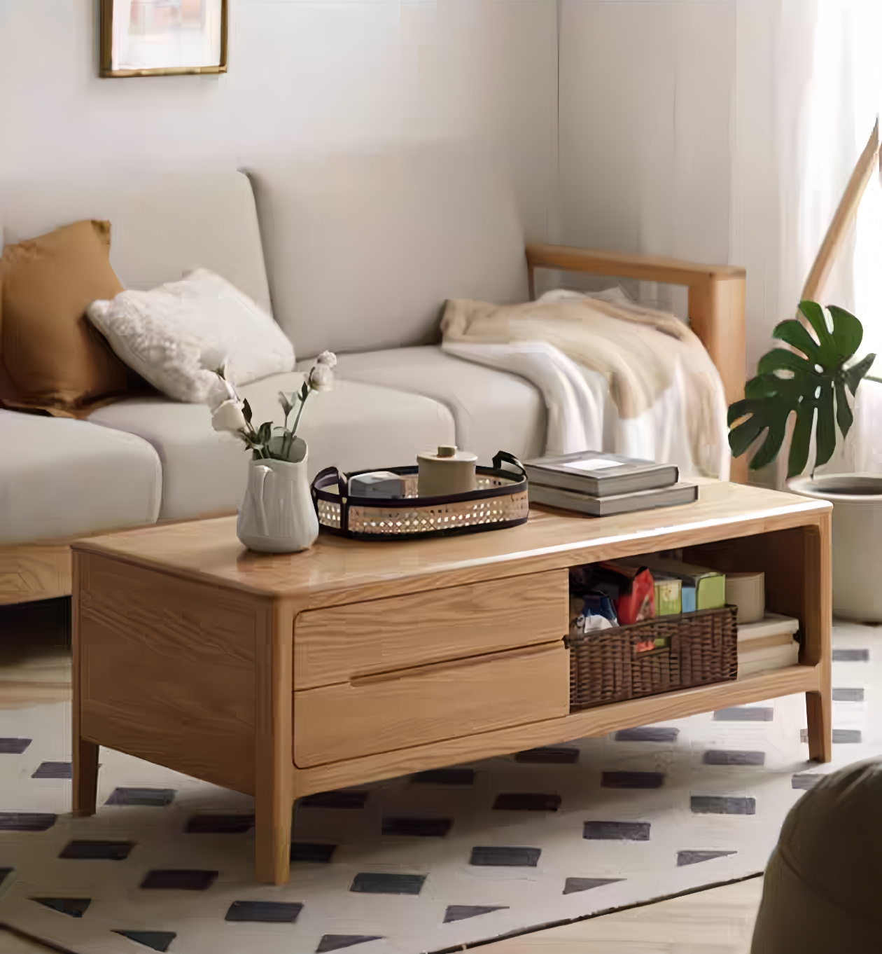 Oak coffee table in natural wood color FS-YS061178