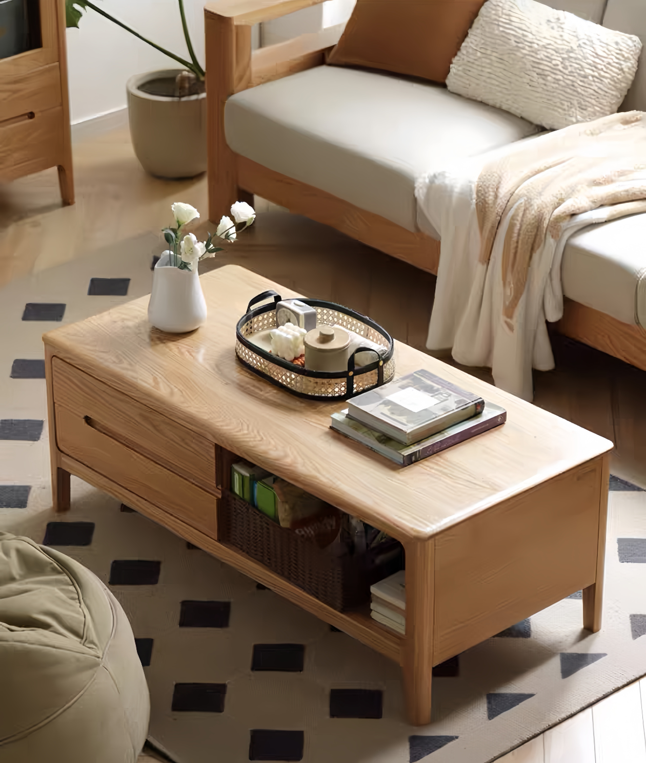 Oak coffee table in natural wood color FS-YS061178