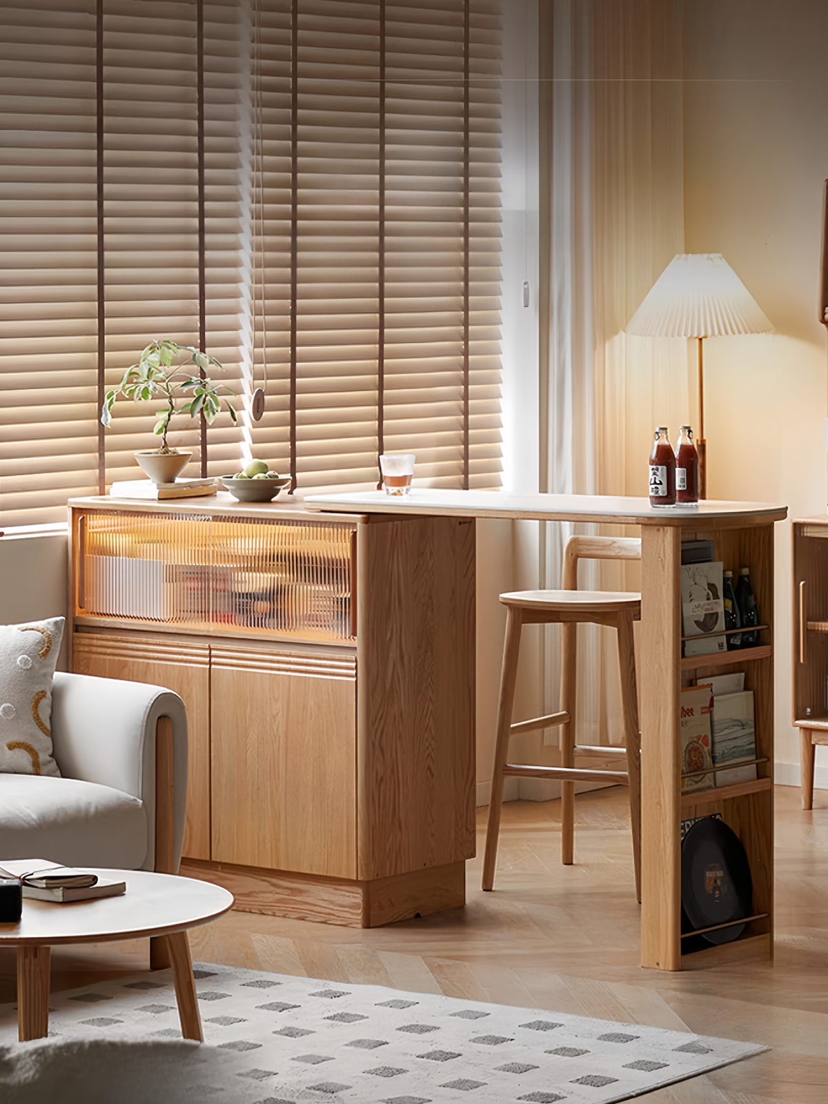 solid wood retractable bar dining table FS-YS06136