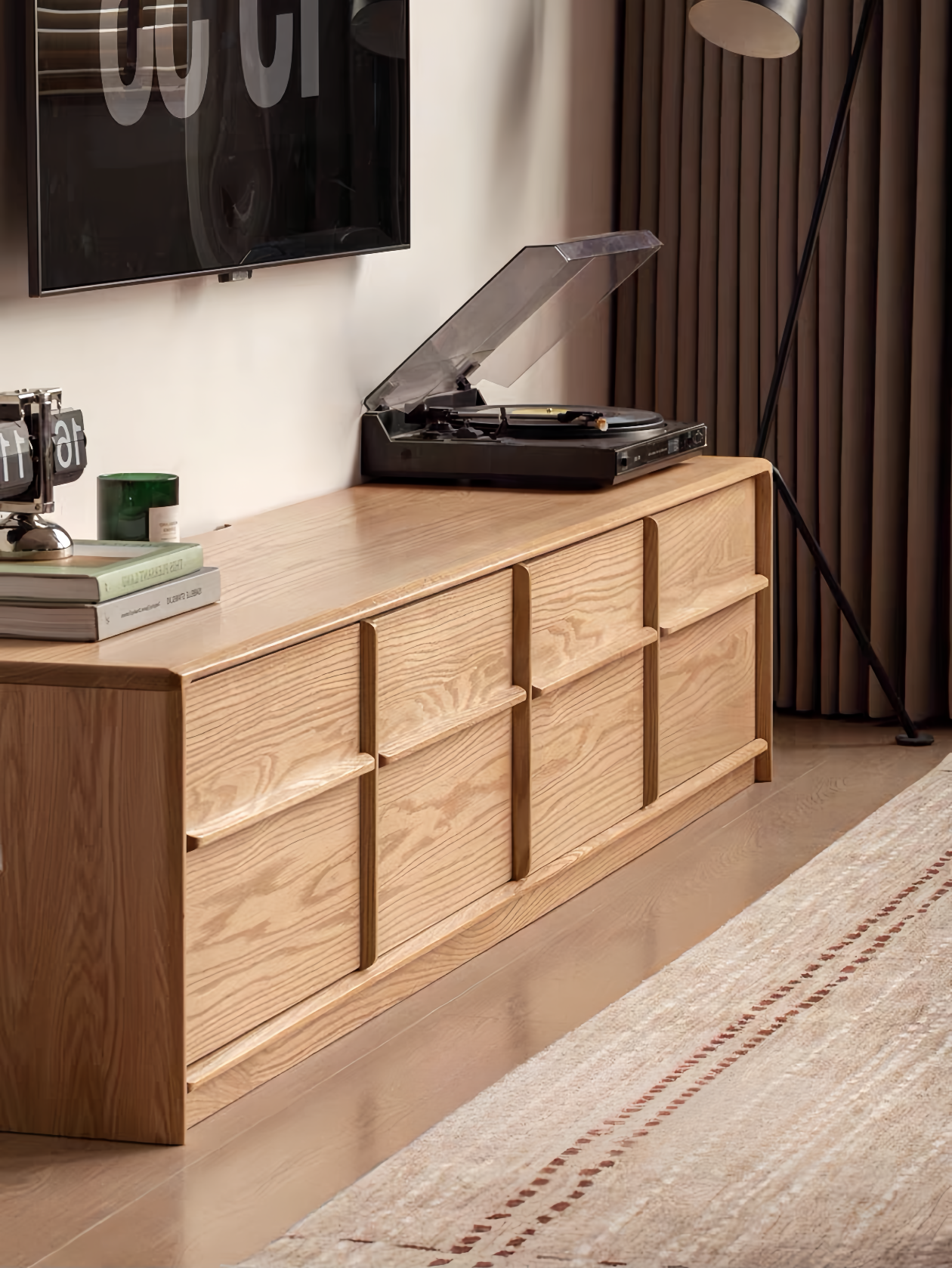 solid wood TV stand floor storage cabinet FS-YS070106