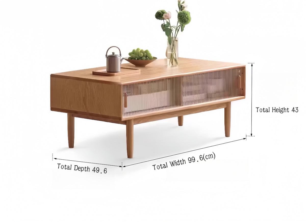 Solid Wood Surface Double-Sliding-Door Coffee Table YS-033102  Natural Wood / Walnut