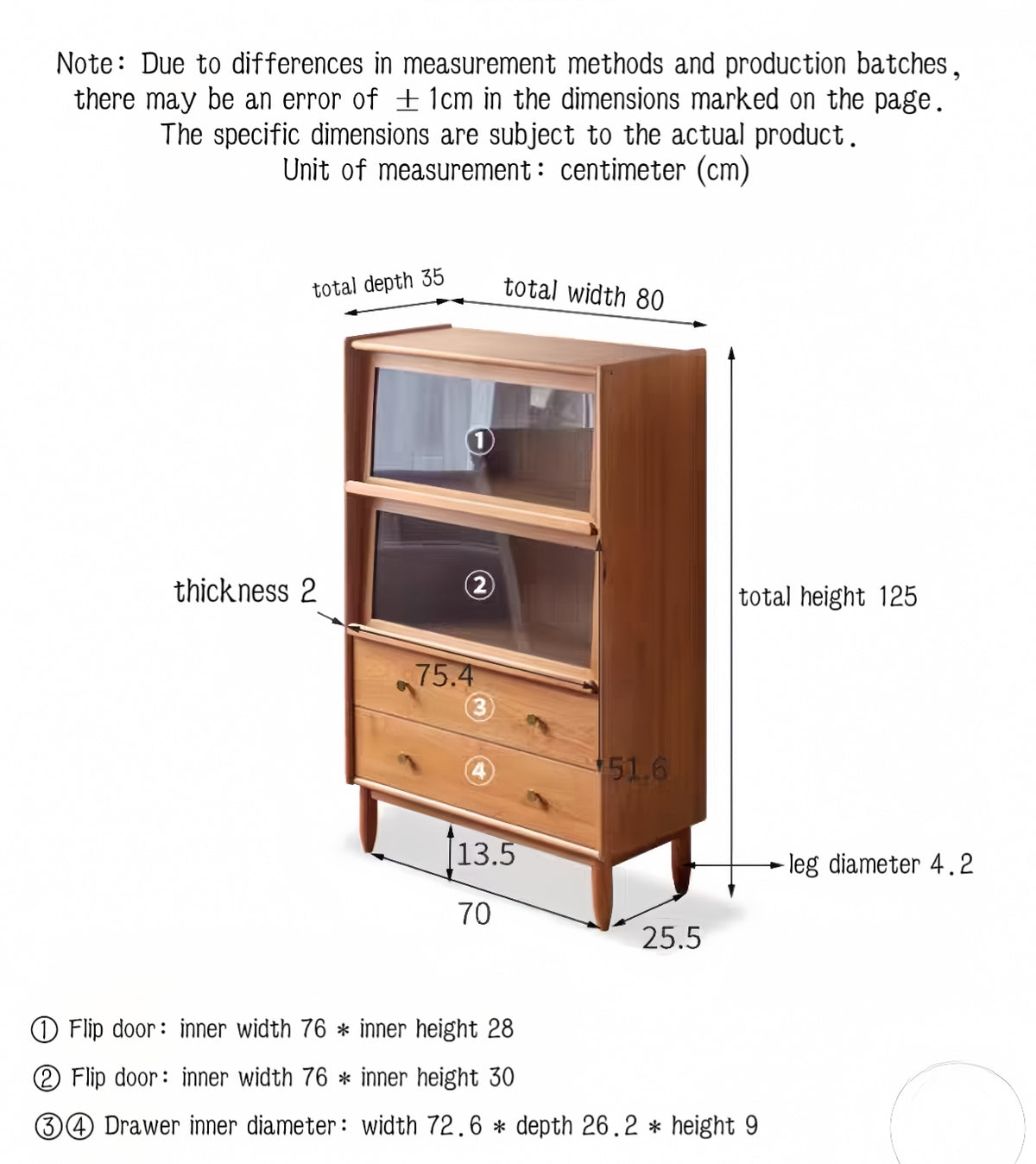 Cherry wood glass flip-door wide side cabinet  YS-051207