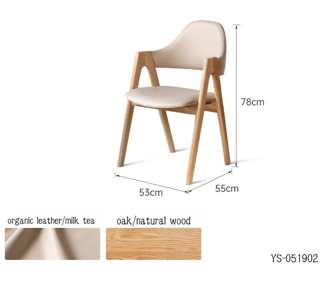 solid wood armrest curved backrest leather upholstered dining chair YS-051902