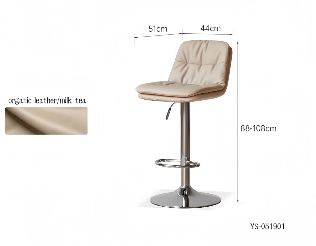 Organic leather cream-colored lifting swivel chair YS-051901