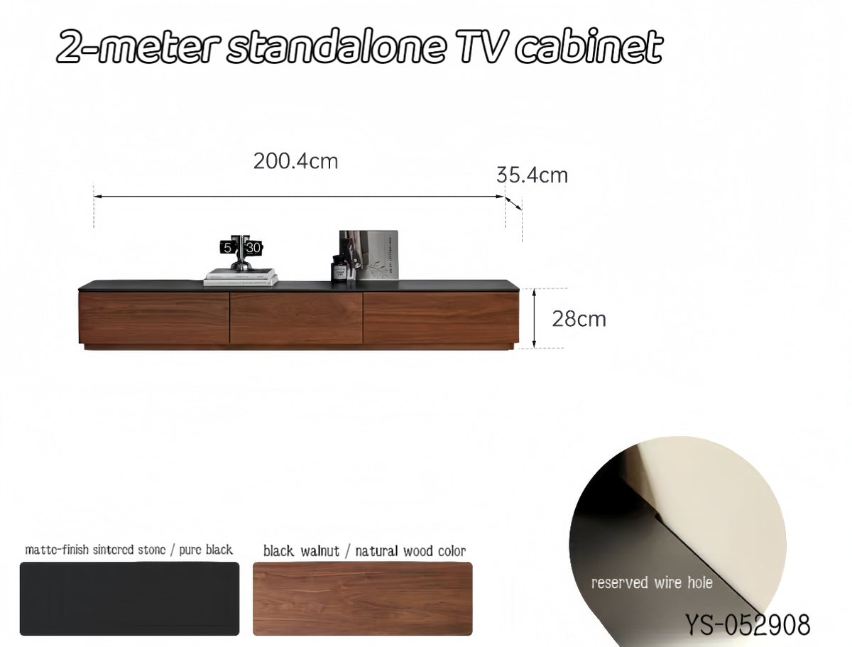 Black Walnut and Sintered Stone TV Stand YS-052908