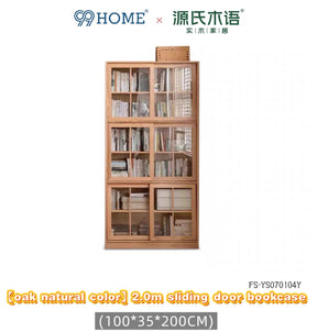 solid wood floor-standing freely combinable sliding door bookcase FS-YS070103/070104