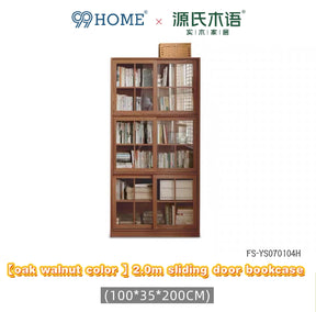 solid wood floor-standing freely combinable sliding door bookcase FS-YS070103/070104