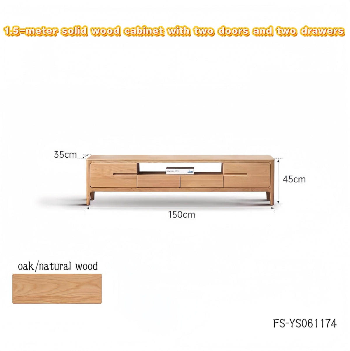 solid wood TV cabinet with two doors and two drawers  FS-YS061174/061175/061176/061177