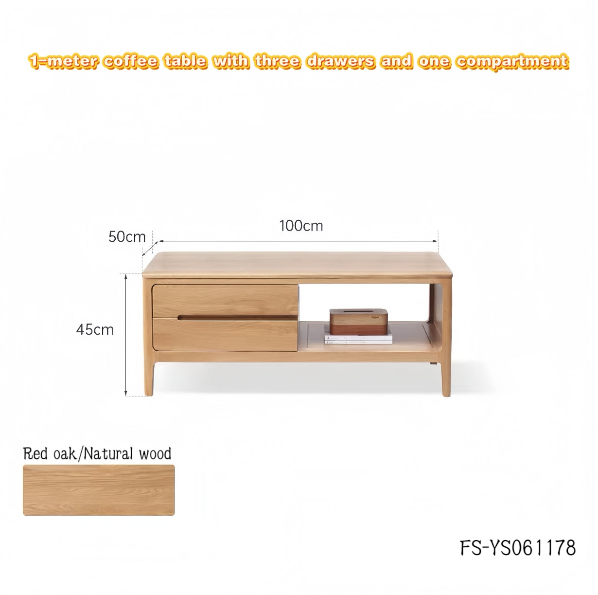Oak coffee table in natural wood color FS-YS061178