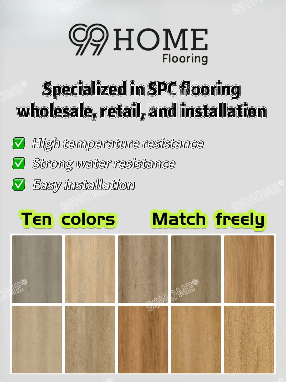 99HOME Flooring: Multiple Colors Available, One-Stop Service for Wholesale, Retail & Installation