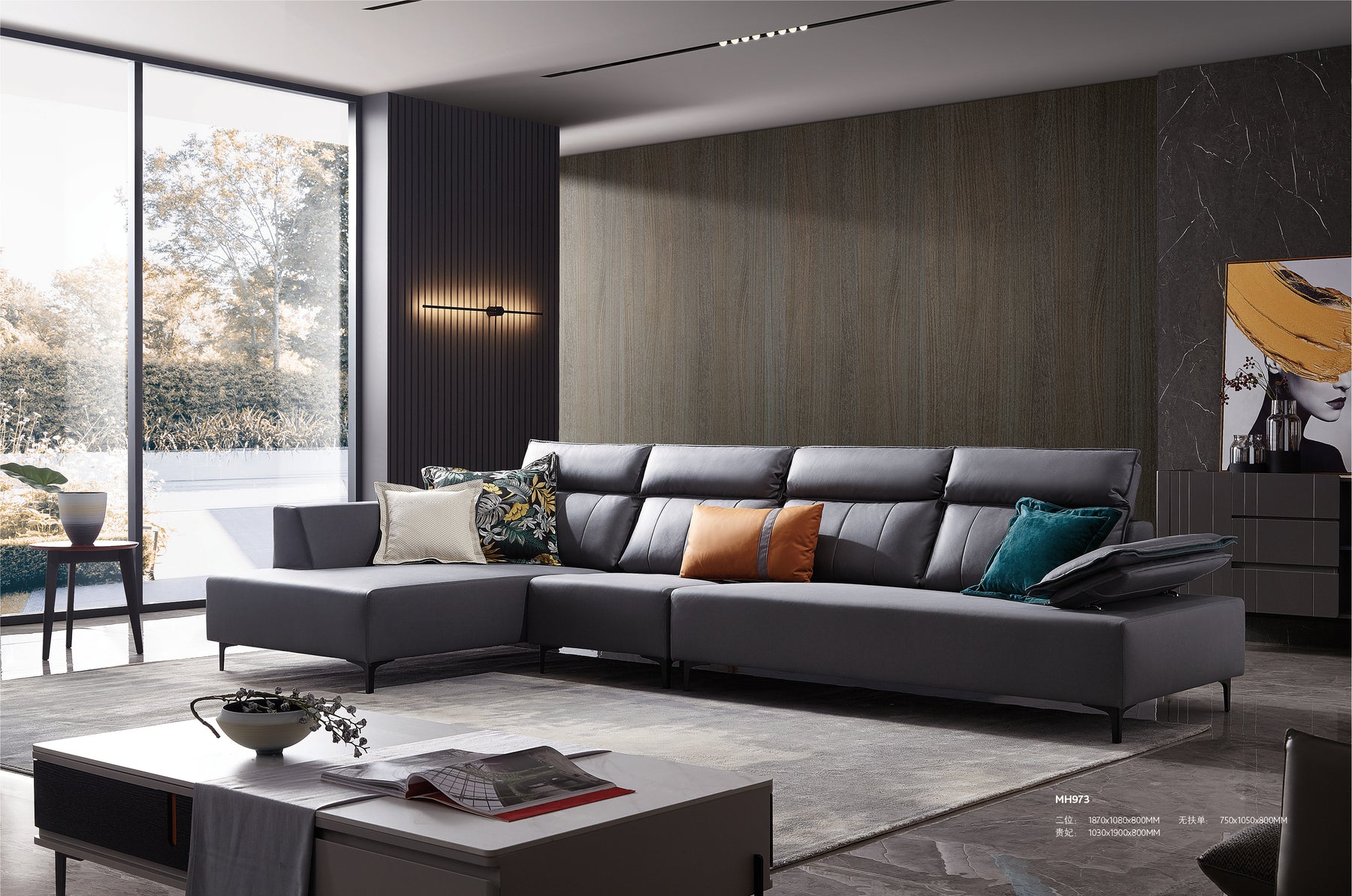 Fabric sofa Convertible L Shaped Couch Grey
