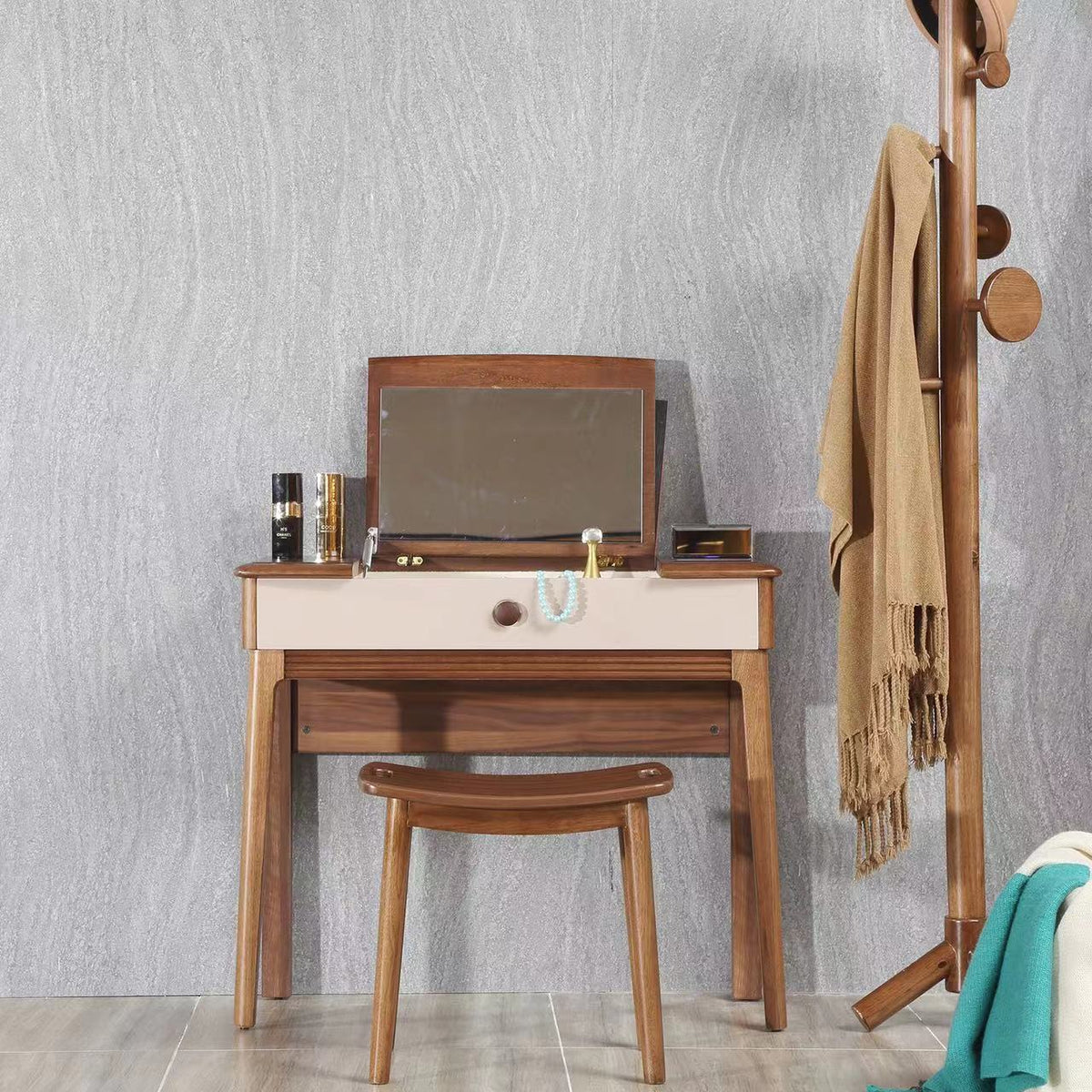 Home Bedroom Wooden Dressing Table with Mirror