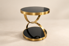 Model 842 Black Tempered Glass Side Table