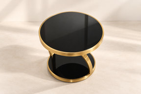 Model 842 Black Tempered Glass Side Table