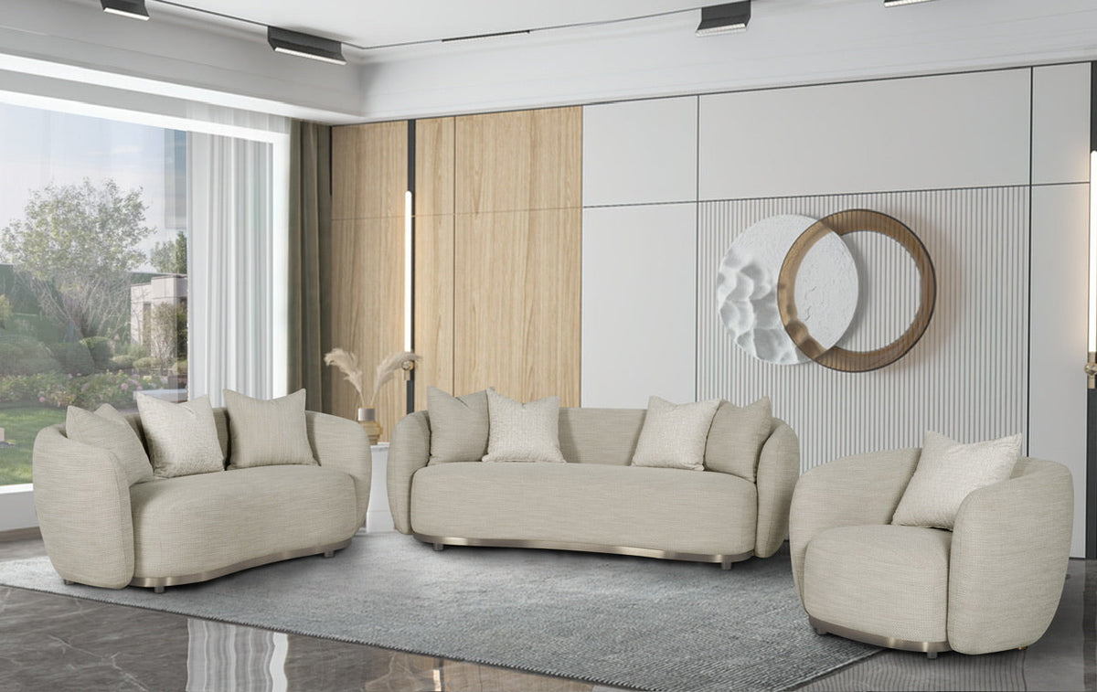 Beige Fabric 3 Seater Sofa FS-CL8025