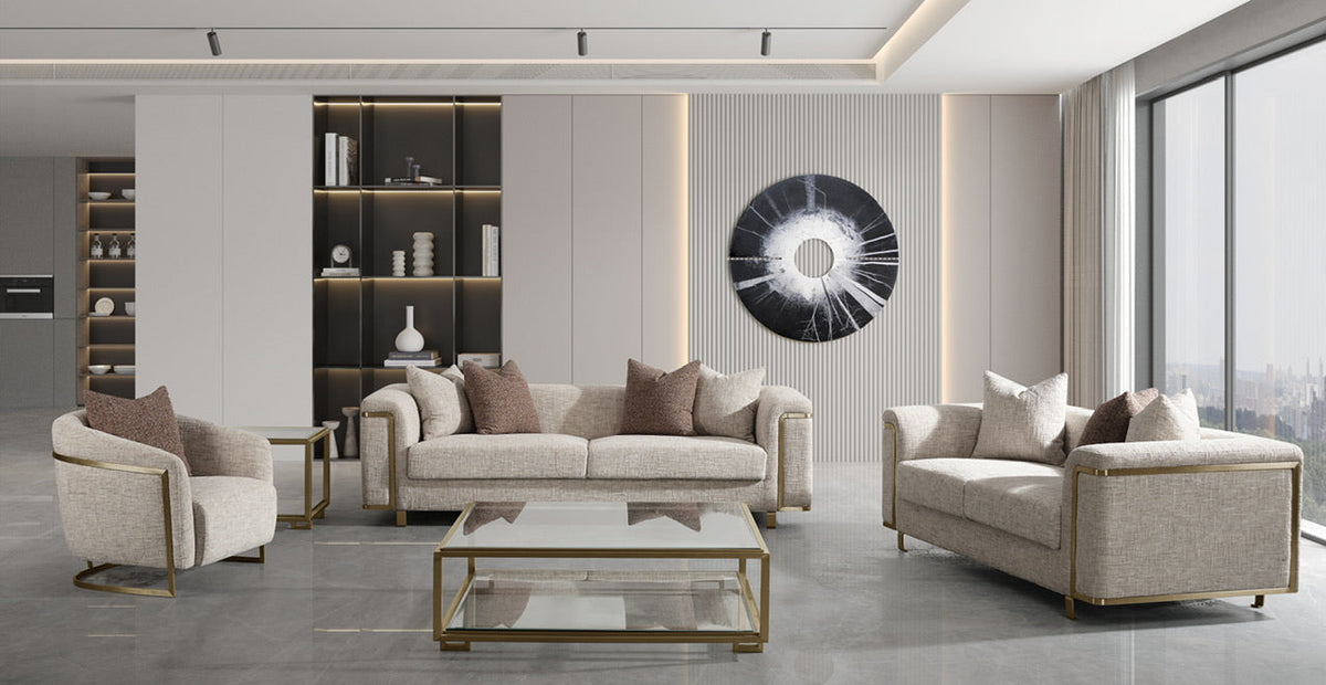 Beige Luxury 3 Seater Sofa FS-CL8088
